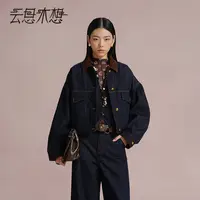 Ysimo-X云思木想 云淡风清 时尚灯芯绒领拼接牛仔宽松外套13828