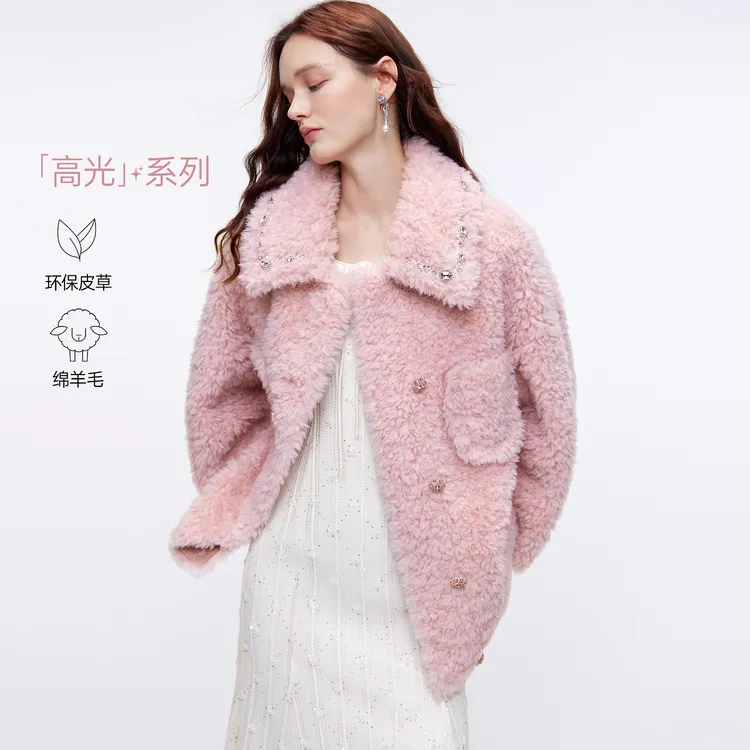 MISSCOCOON可可尼翻领上衣女2025秋冬新款外套皮草