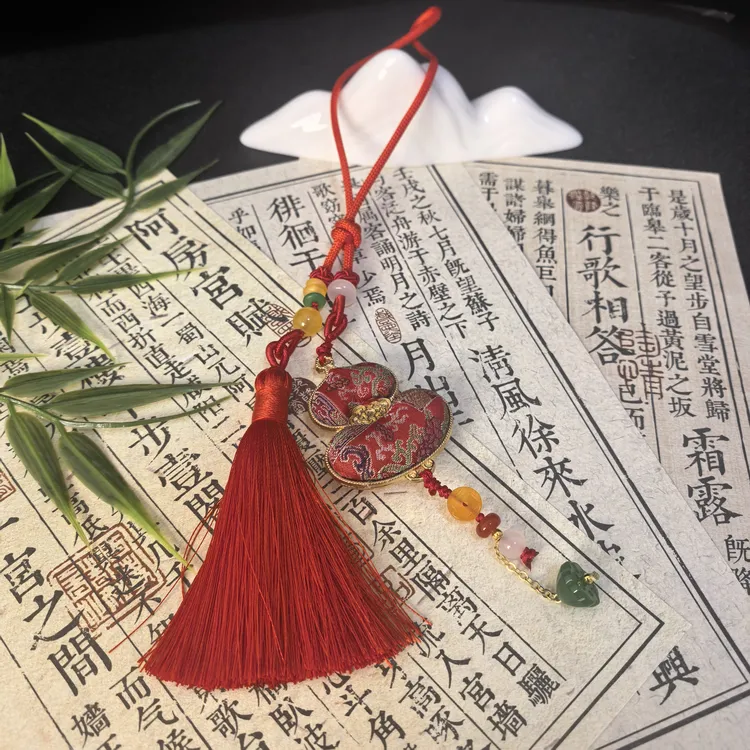 非遗宋锦手工大葫芦汽车挂件