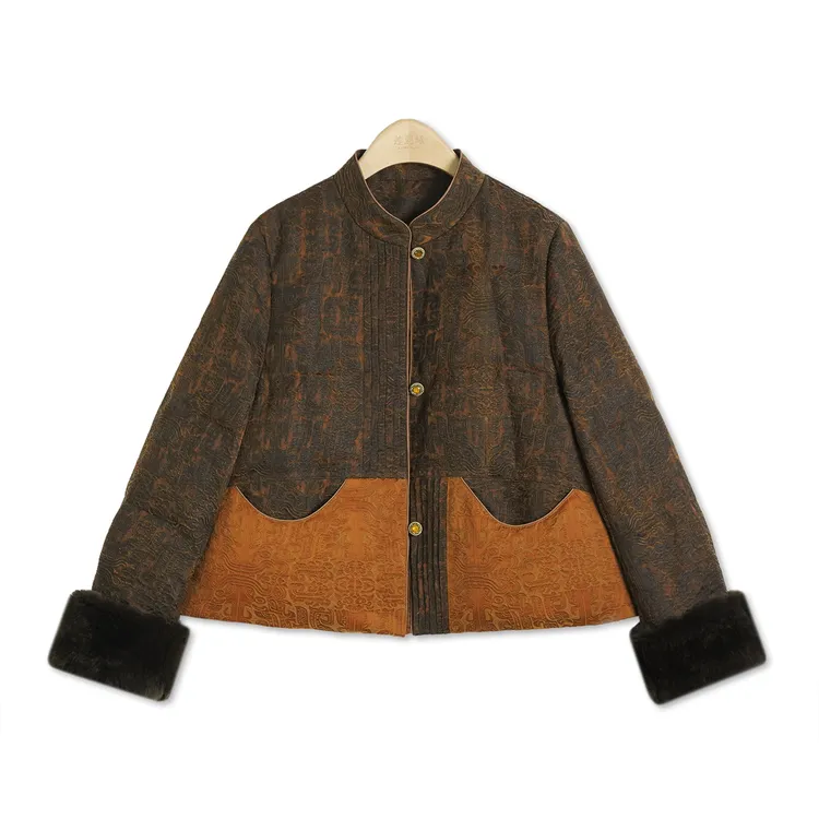 饕餮纹 锦油丝鹅绒服 新中式国风女装1l12771019