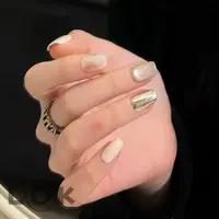 洛克奈儿『年华』猫眼简约晕染 纯手工穿戴甲魔镜粉高级气质穿戴式