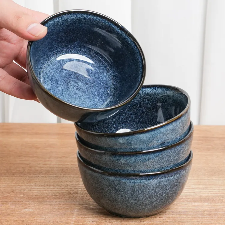 【瑕疵】小号吃饭碗釉下彩陶瓷碗窑变星空蓝高复古米饭碗A6B