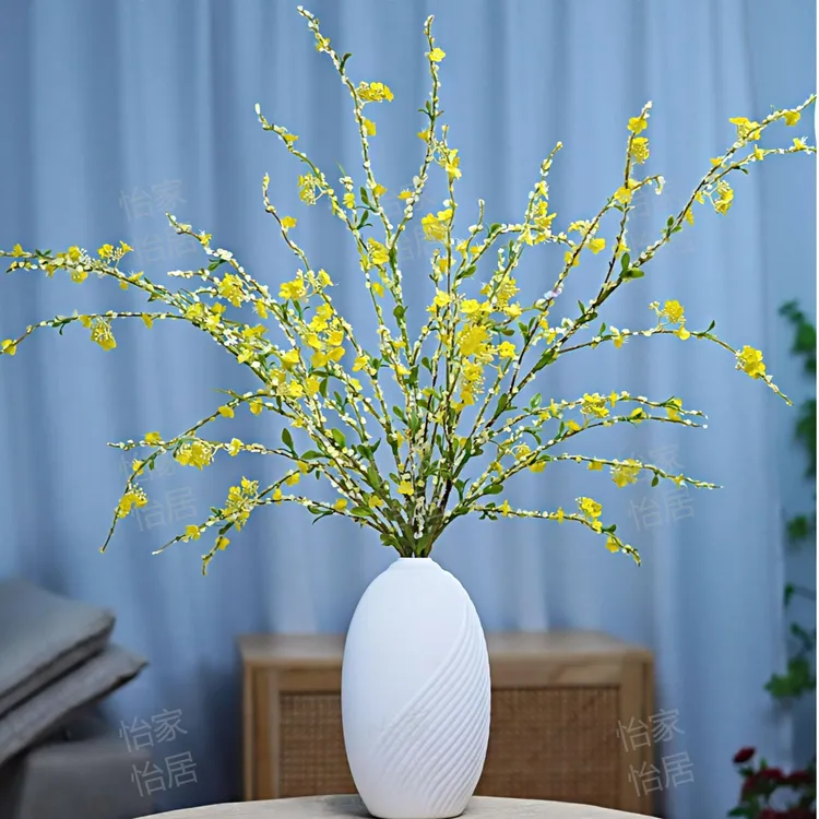 雪柳花仿真黄色雪柳花艺软装电视柜摆件仿真油菜花仿真花逼真餐桌