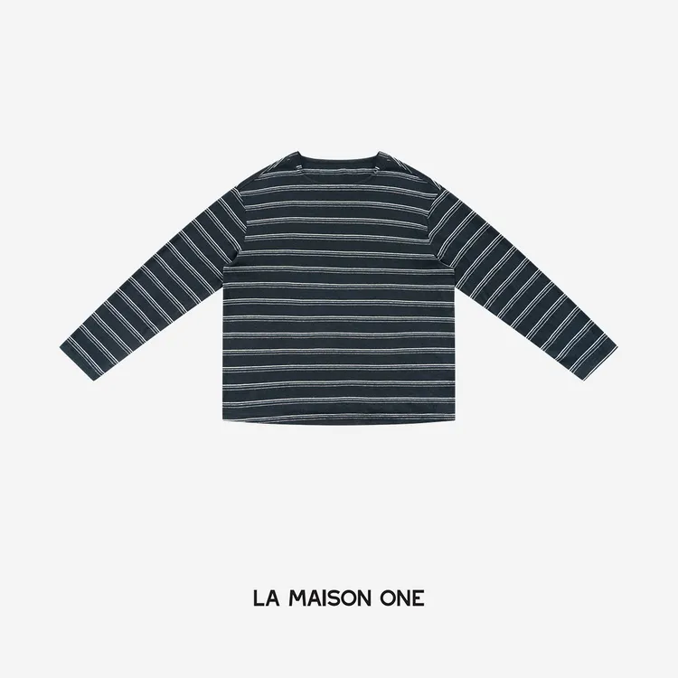LA MAISON ONE 经典条纹莱赛尔毛衣休闲毛针织衫L253T082