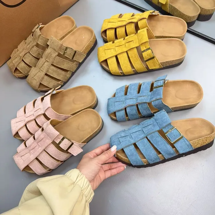 厚底增高外穿包头拖防滑纯色仙女风镂空猪笼鞋ins时尚防滑勃肯鞋