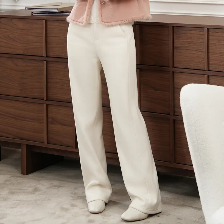 西子/【加绒冬暖】醋酸羊毛复合加绒松紧高腰百搭窄筒长裤/KZTJ0815