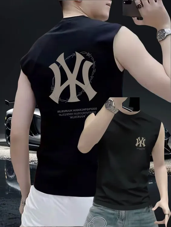 2025夏季新款百搭背心男潮牌宽松坎肩运动纯色无袖t恤男汗衫潮流