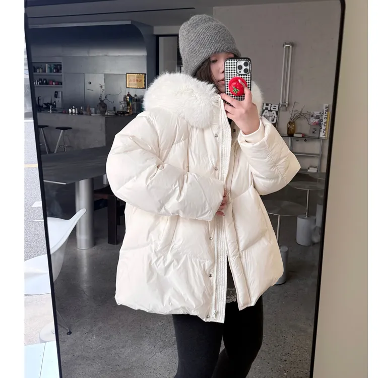 晶咕软软【冰岛羽绒被】韩系可拆卸大毛领连帽羽绒服外套