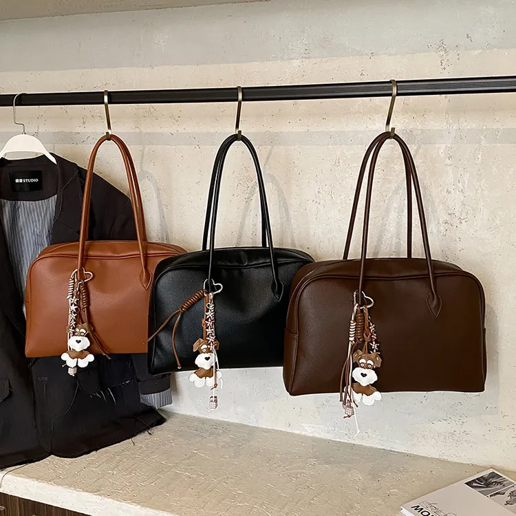 新款波士顿包包女包时尚复古PU单肩斜挎手提包小众设计通勤腋下包