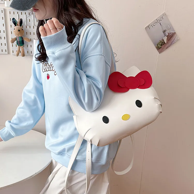 可爱卡通K猫单肩包大容量设计感小众女大学生上课通勤百搭高级感