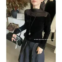 NABAO▶【女植绒小心机透视高领T恤】