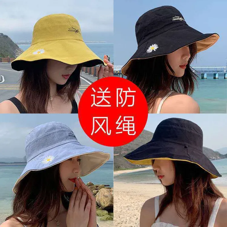秋季潮雏可戴渔夫帽户外防紫外线遮脸休闲百搭沙滩遮帽大帽檐