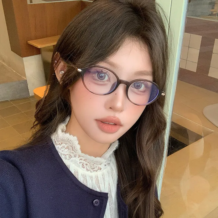 复古书呆子椭圆小框近视眼镜可配高度数显脸小眼镜框女韩版潮