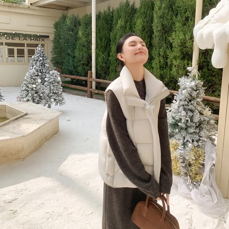 ZMA孕妇装【毛衣裙马甲两件套】新国标95绒连衣裙套装羽绒立领毛衣