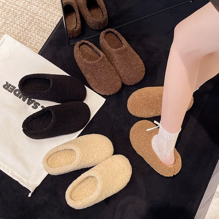 【自留款】显高显瘦~INS厚底毛毛拖鞋女外穿松糕包头半拖鞋