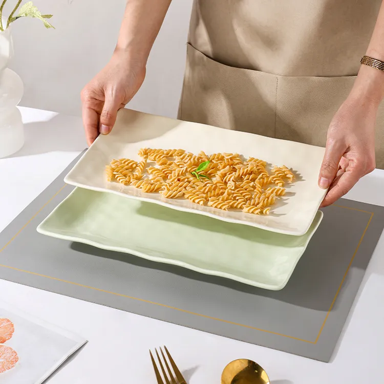 芬利兰【1个装】石纹鱼盘寿司点心盘长方形