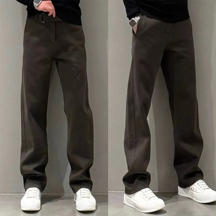 高端牛仔裤男士2025新款秋冬季欧货弯刀男裤百搭直筒加绒休闲裤子