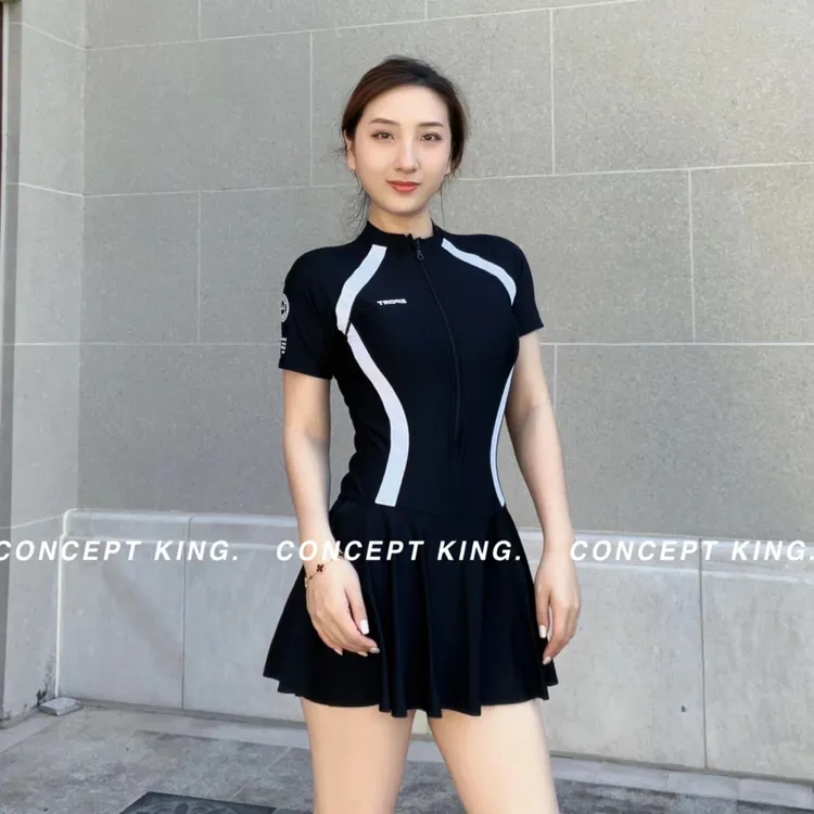 【多款清库】【固定杯胸垫】大码显瘦遮肚保守运动速干连体平角泳衣女