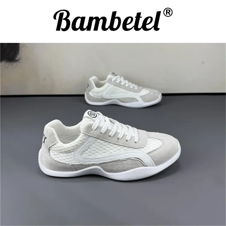 Bambetel鞋子男款夏季低帮网面透气时尚软底休闲鞋舒适真皮德训鞋