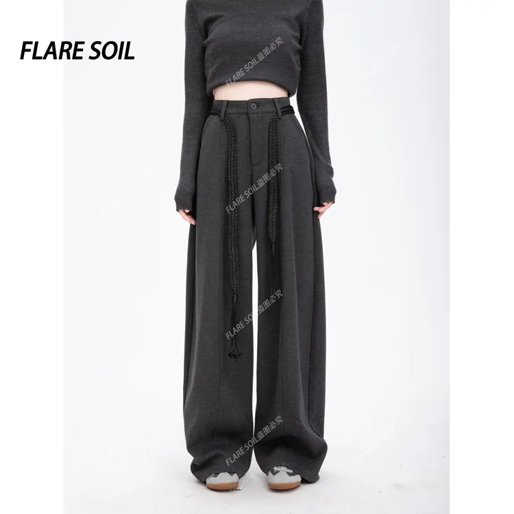 【FLARE SOIL】秋装毛呢裤阔腿裤西裤裁剪韩版ins风长裤 T4751B