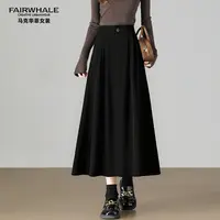 马克华菲女装气质半身裙百搭高腰A字裙显瘦大裙摆F53028A519 qq