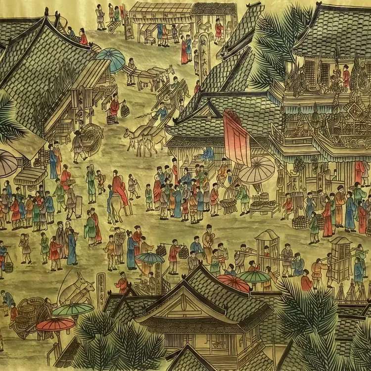 临摹北宋张择端清明上河图长卷画卷轴画家居装饰挂画装饰画玄关
