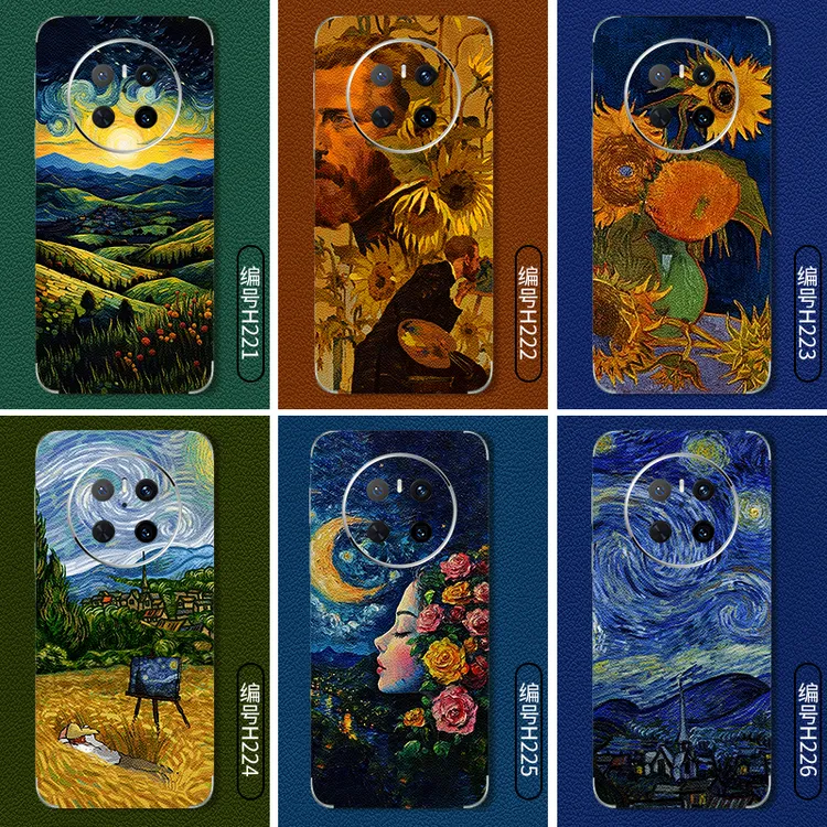 梵高的画适用于华为mate70全包背膜新款素皮卡通彩膜装饰防刮