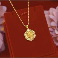 合金吊坠 牡丹花吊坠(配水波纹链)