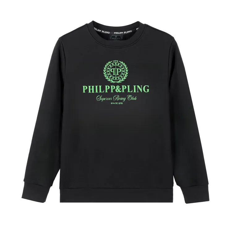 PP潮牌秋冬男士卫衣圆领套头衫修身棉卫衣高端印花时尚潮牌百搭