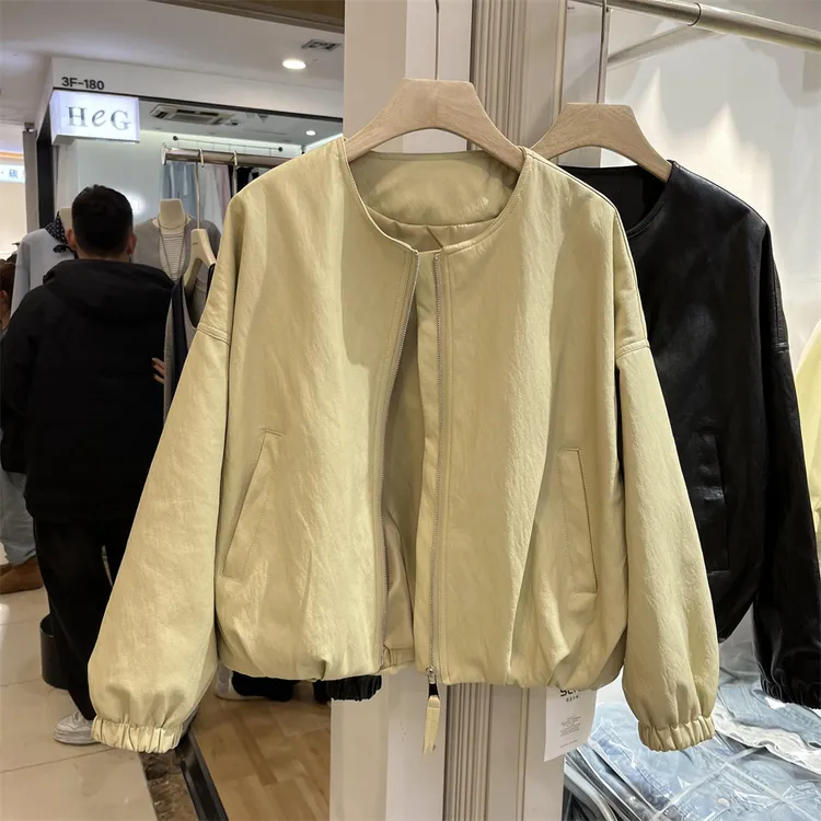 时尚秋季新款韩版时尚宽松短款外套女皮衣百搭休闲夹克气质上衣潮