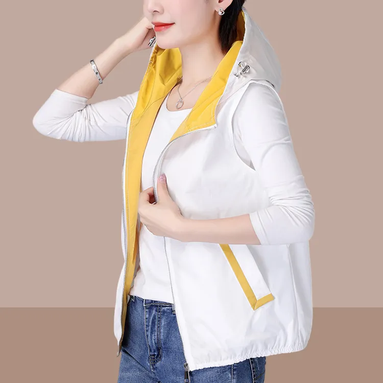 防晒衣马甲女款2025夏装新款宽松坎肩背心连帽防晒服马夹薄外套女