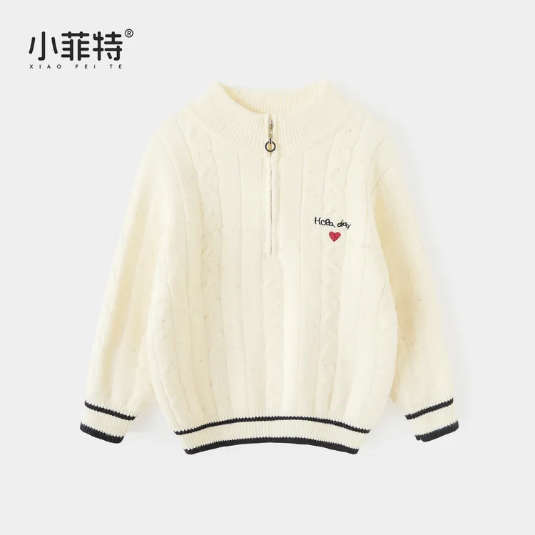 小菲特女童冬装加厚毛衣中大童保暖上衣儿童休闲针织衫MFYD57554