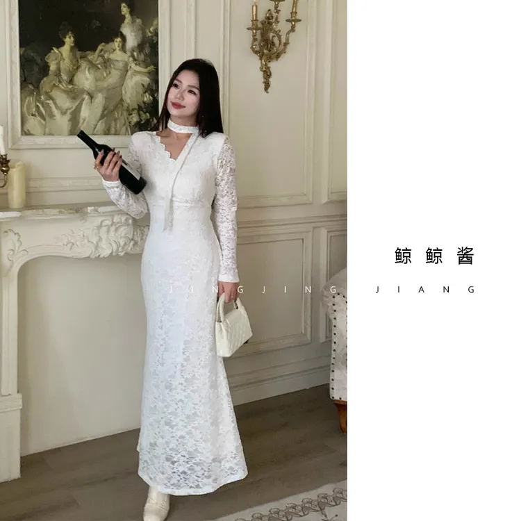 ZOZ鲸鲸酱【宛如尤物】内搭打底裙蕾丝包臀鱼尾裙冬连衣裙显瘦长裙