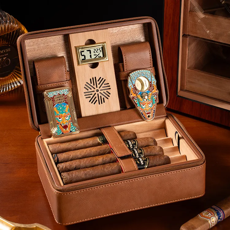 AK领茄雪茄盒便携式雪茄保湿盒皮包