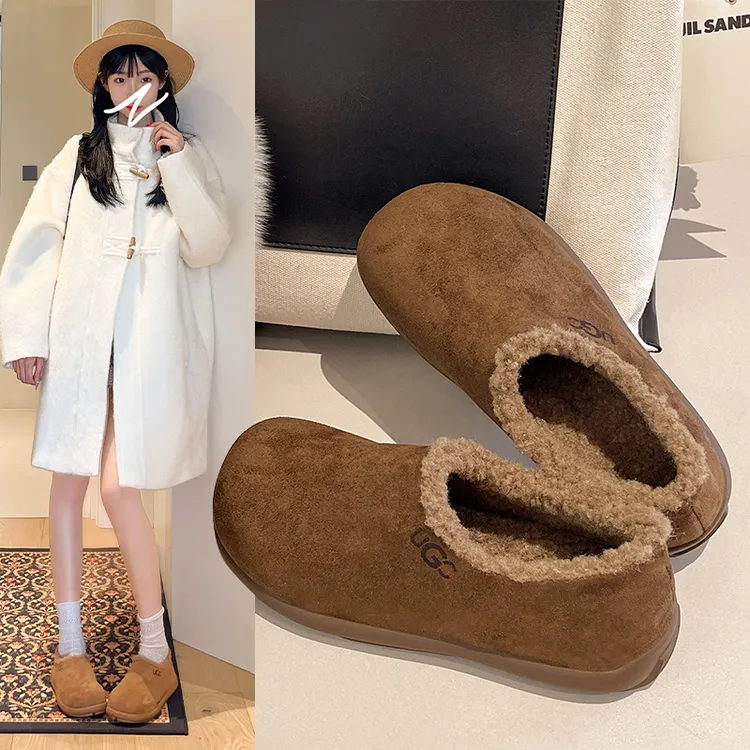 小土豆勃肯鞋女秋冬休闲厚底加绒内增高全包小个子毛毛鞋棉鞋