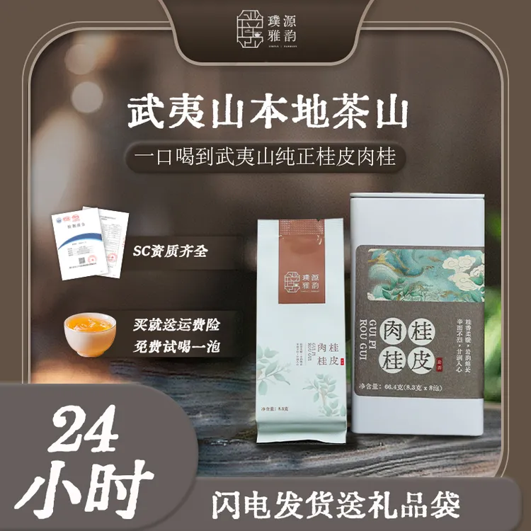 璞源雅韵桂皮肉桂独立袋装工作茶口感醇厚铁罐装茶叶礼盒装