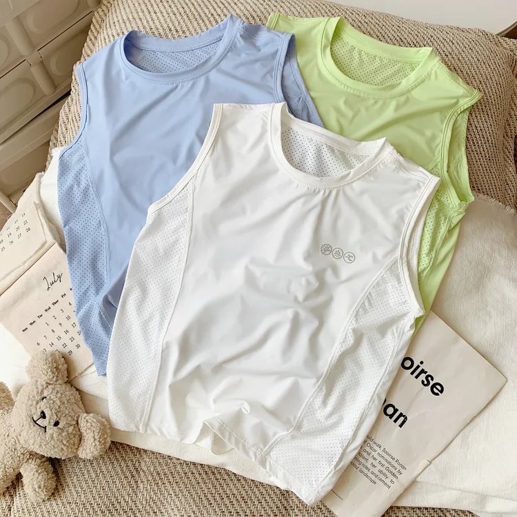 夏季男童圆领背心2025新款凉感透气网眼轻薄中大童百搭无袖上衣潮