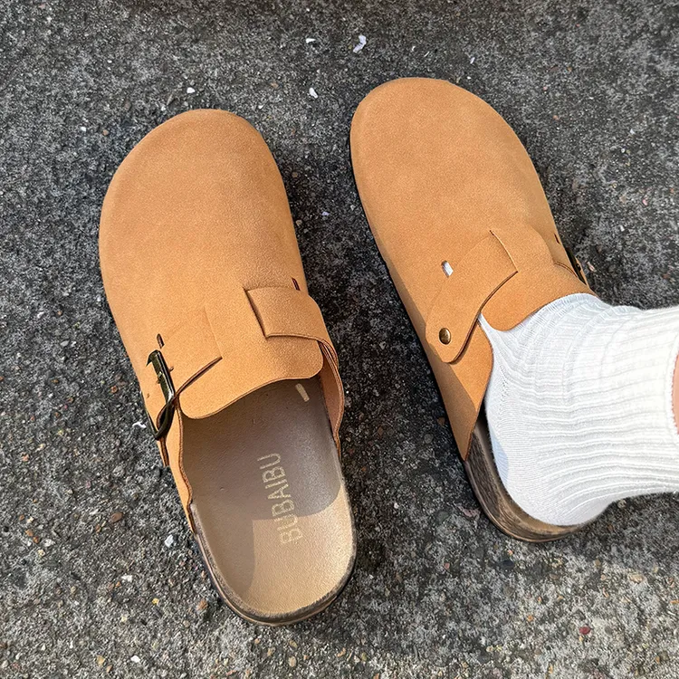 勃肯鞋女2025新款外穿厚底包头博肯百搭包头半拖鞋一脚蹬懒人单鞋