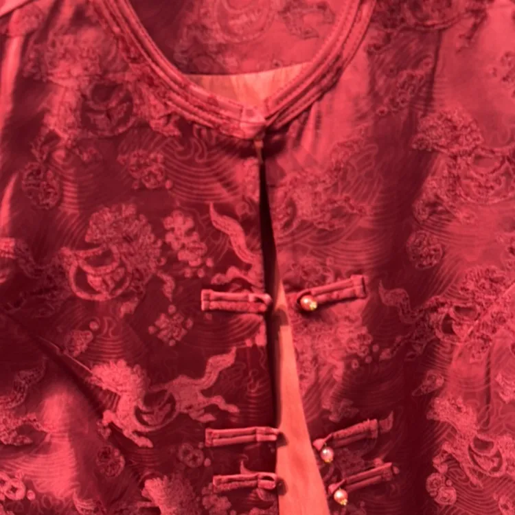 新中式安哥拉红马甲红色