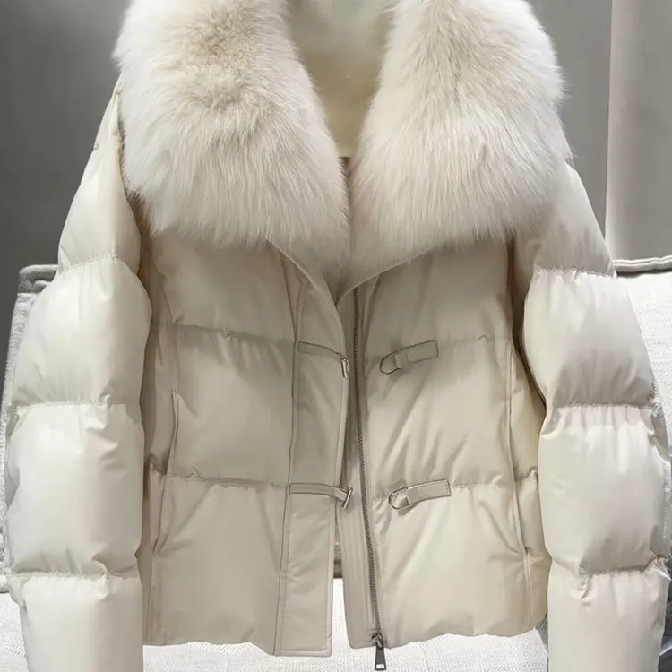 大毛领短款羽绒服女2025冬季加厚保暖蓬松面包服小个子保暖外套