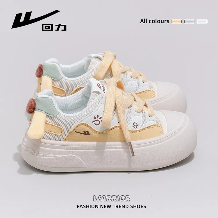 回力鞋子女款爆款新款面包鞋女春季厚底奶黄可爱小狗阔腿裤必备鞋商品图