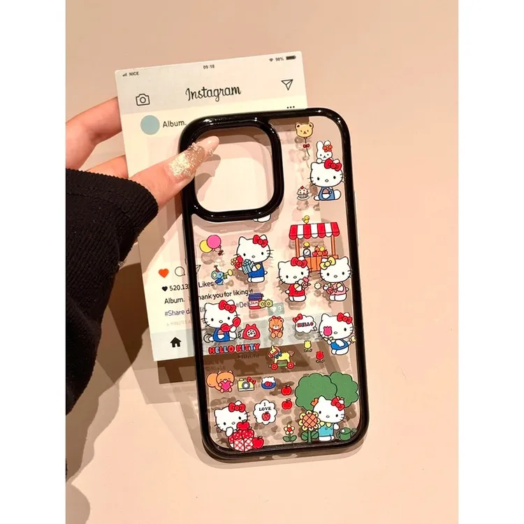 度假KT猫适用iPhone16苹果15promax亚克力14透明13卡通小猫手机壳