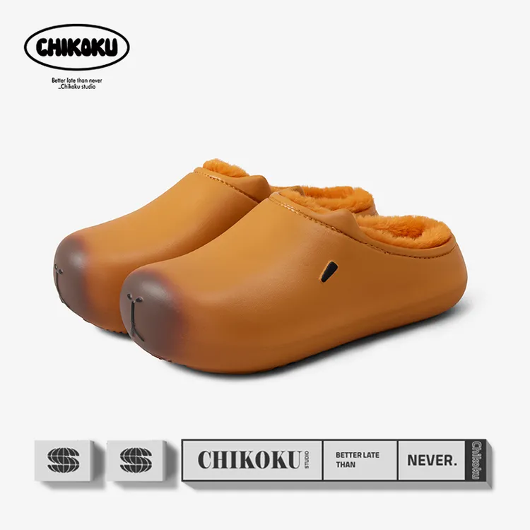 卡皮巴拉勃肯鞋加绒男女冬季厚底情侣款毛绒保暖防水棉鞋