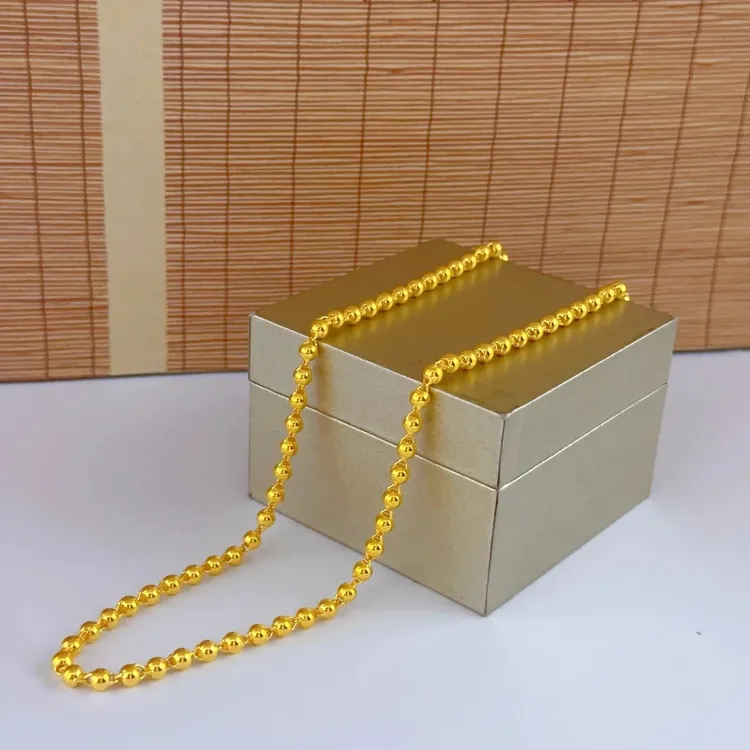 足金黄金 光珠链 时尚精美百搭素链项链
