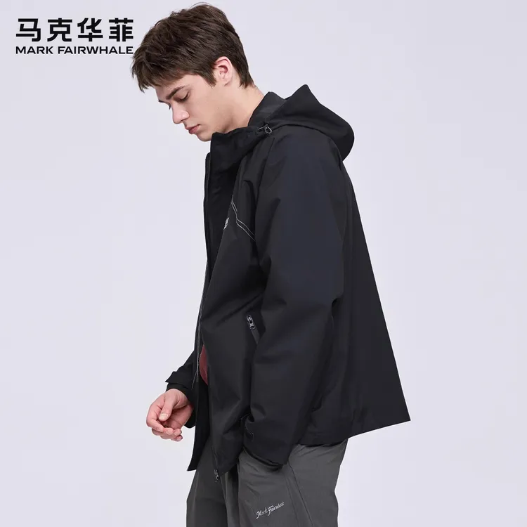 【软壳防风】马克华菲轻锋衣夹克男士2025秋季新款明线潮流连帽外套