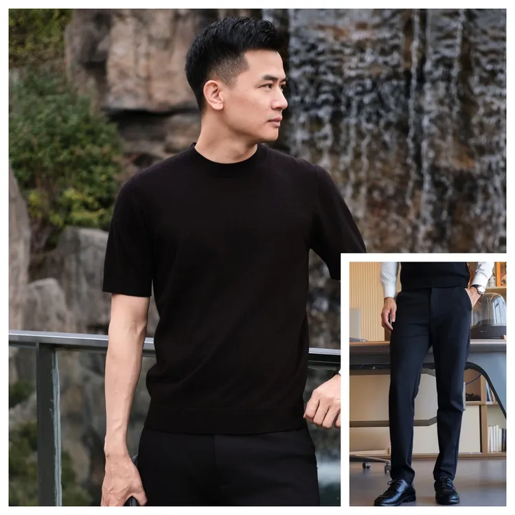 【组合套装】轻奢针织短袖+休闲西裤（衣服裤子尺码都要选）