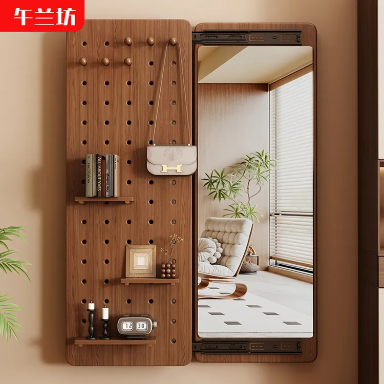 隐形穿衣镜推拉关闭全身镜子小户型贴墙遮挡壁挂洞洞板玄关试衣镜