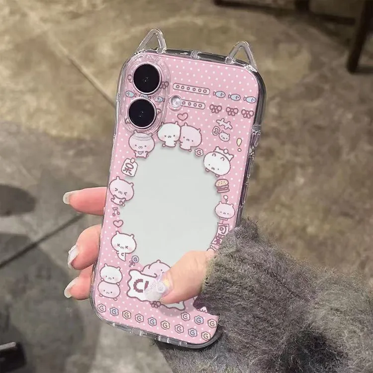 GGBond兔丸粉相框透明适用iPhone16/15苹果14猫耳朵手机壳13/12套