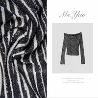 Ms·Yao【黑白奏鸣】荡领领露肩斑马纹T恤上衣女 36033