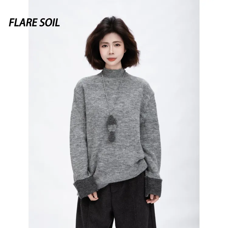 【FLARE SOIL】活扣立领细针毛衣韩系修身秋冬针织衫 T4911A
